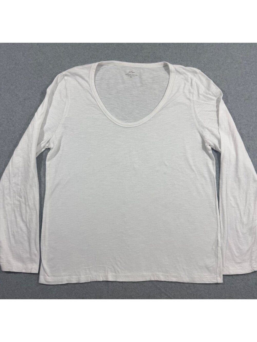 J.Crew Vintage Cotton Women XL White Long Sleeve Scoop Neck T-Shirt Tee